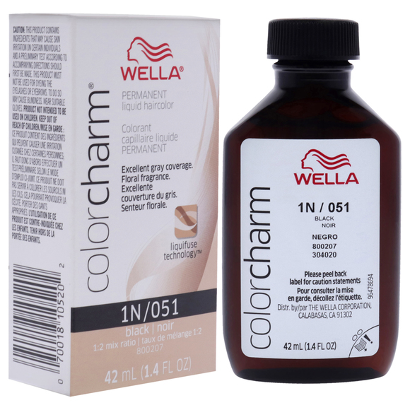 Color Charm Permanent Liquid Hair Color - 1N 051 Black by Wella Unisex 1.42 oz - Picture 3 of 4